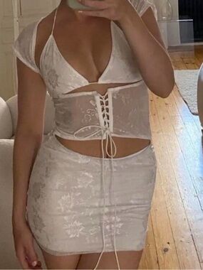Summer Sexy white lace 3 piece Set